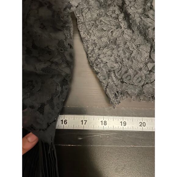 VTG Neiman Marcus Womens Dress 8 Petite Black Floral Lace Satin Goth Victorian - Picture 7 of 9